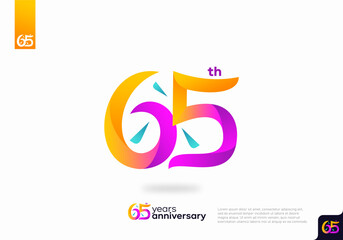 Number 65 logo icon design, 65th birthday logo number, 65th anniversary.