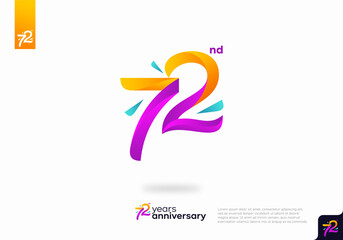Number 72 logo icon design, 72nd birthday logo number, 72nd anniversary.