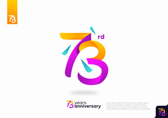 Obraz premium Number 73 logo icon design, 73rd birthday logo number, 73rd anniversary.