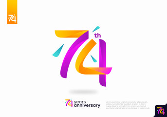 Number 74 logo icon design, 74th birthday logo number, 74th anniversary.