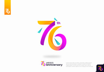 Number 76 logo icon design, 76th birthday logo number, 76th anniversary. - obrazy, fototapety, plakaty