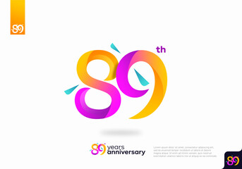 Number 89 logo icon design, 89th birthday logo number, 89th anniversary.