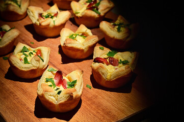 Puff Pastry With Cheese and Chorizo Sausage - 569827653