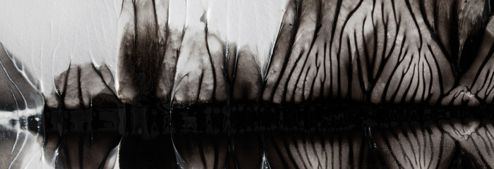 Decorative abstract pattern in shades of black and white. Background in contrasting colors. Wavy,...