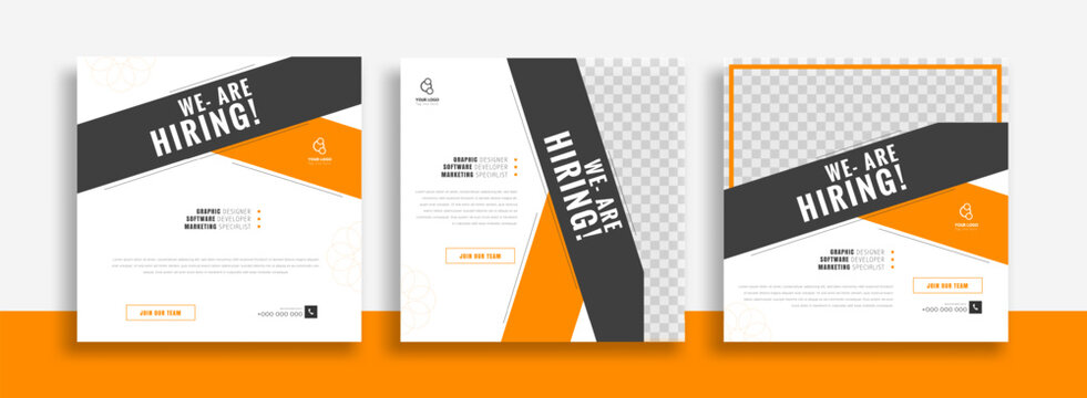 We are hiring job vacancy social media post banner design template. We are hiring job vacancy square web banner design.	