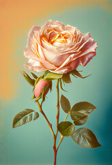 Beautiful soft pink rose illustration.