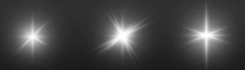 Glow light effect, Bright sun or star. Vector transparent sunlight. Special flash light effect. Sun or spotlight beams. Bright flash. Shine star.