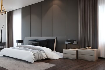 Fototapeta na wymiar Modern room with bed interior