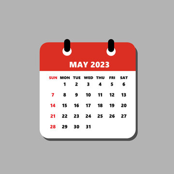 May 2023 Calendar icon image. Calendar 2023 in flat style. Vector illustration.