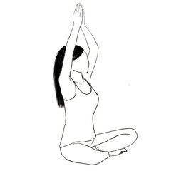 Line drawing of lady yoga