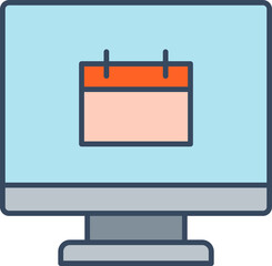desktop computer and calendar icon