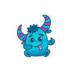 funny blue cartoon monster isolated on white background.Icon monster.Alien.