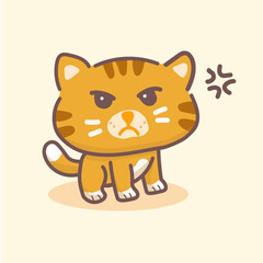 Funny grumpy orange cat icon vector. Angry cat cartoon character. Funny angry icon isolated, pet cute cat icon isolated, Cute angry cat, big head