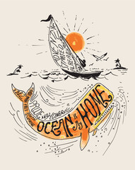 surfing summer illustration beach and wave