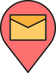 map pin and mail icon