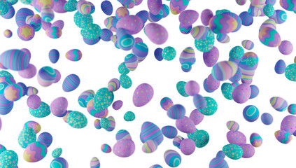 Many colorful Easter Eggs falling from the sky