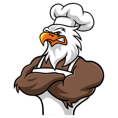 Eagle Chef Mascot Character Design Logo Template
