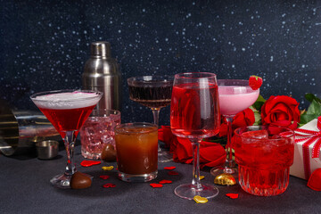 Valentine day cocktail bar background
