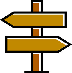 wooden street signpost and signage icon