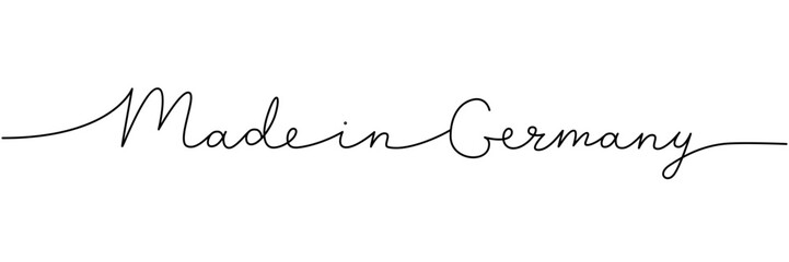Made in Germany - word with continuous one line. Minimalist drawing of phrase illustration. Germany country - continuous one line illustration.