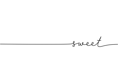 Sweet word - continuous one line with word. Minimalistic drawing of phrase illustration.