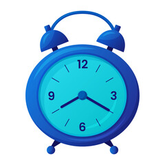 Vector alarm clock blue wake-up time isolated on white background in cartoon style