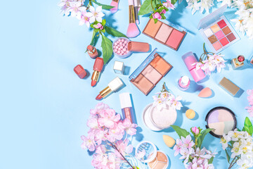 Spring make up cosmetics background
