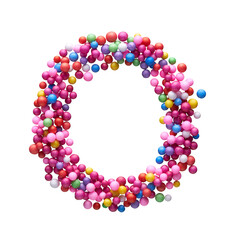 Capital letter Z made of multi-colored balls, isolated on a white background.
