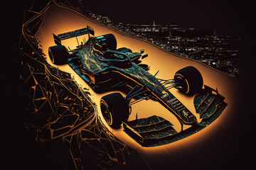 Formula 1 Glowing, Generative AI, Illustration	