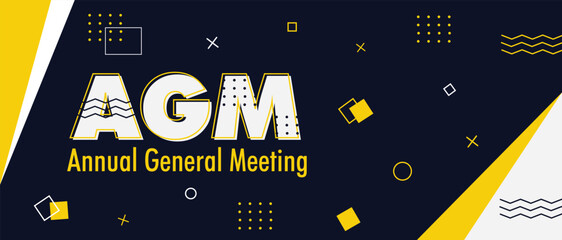 AGM. Annual General Meeting. Vector illustration for yearly meetings. Stakeholder Assembly Meeting.
