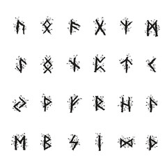 Norse viking runes floral black