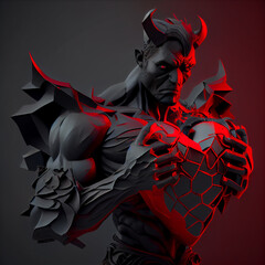 Black devil holding broken heart  Love and Valentine concept 