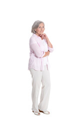 happy senior woman posing isolated