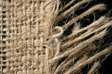 Close-up of burlap fabric with pile. Abstract background. Space for lettering or design