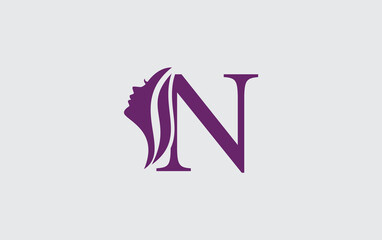 Beauty spa logo and woman hair logo symbol design with the letter and alphabet