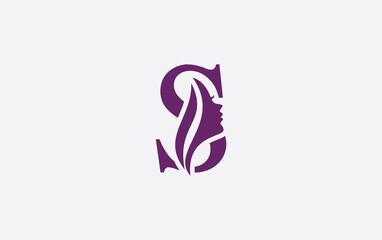 Beauty spa logo and woman hair logo symbol design with the letter and alphabet