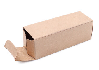 Cardboard brown box on a white background