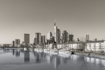 view to skyline of Frankfurt with river Main