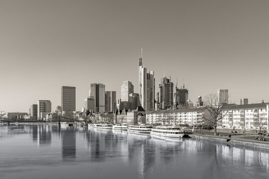 view to skyline of Frankfurt with river Main © travelview