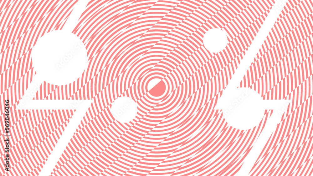 Aufkleber modern styled striped color line waves with curve and circle particles, pale yellow with peach red b