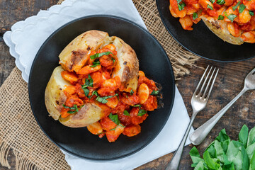 Chorizo and butterbean baked jacket potato