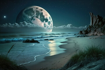 moon over the sea.Generative Ai