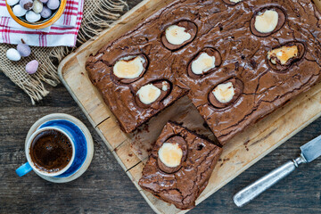Home baked Easter egg brownies