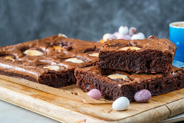 Home baked Easter egg brownies