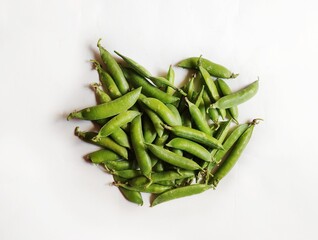 Vegetable Pea in isolated white background. Scientific name - Pisum sativum.
