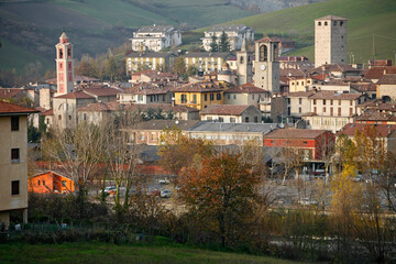 Varzi, Pavia. Veduta del centro storico.