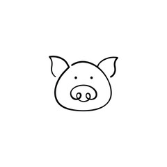 Pig Line Style Icon Design