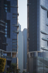 Obraz na płótnie Canvas Vertical frame with details of a high-tech skyscraper.