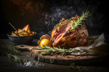 Tasty grilled ham hock as regional dish food photography made with Generative AI