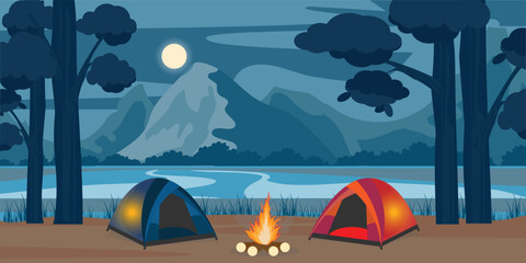 Mountain night camping.
